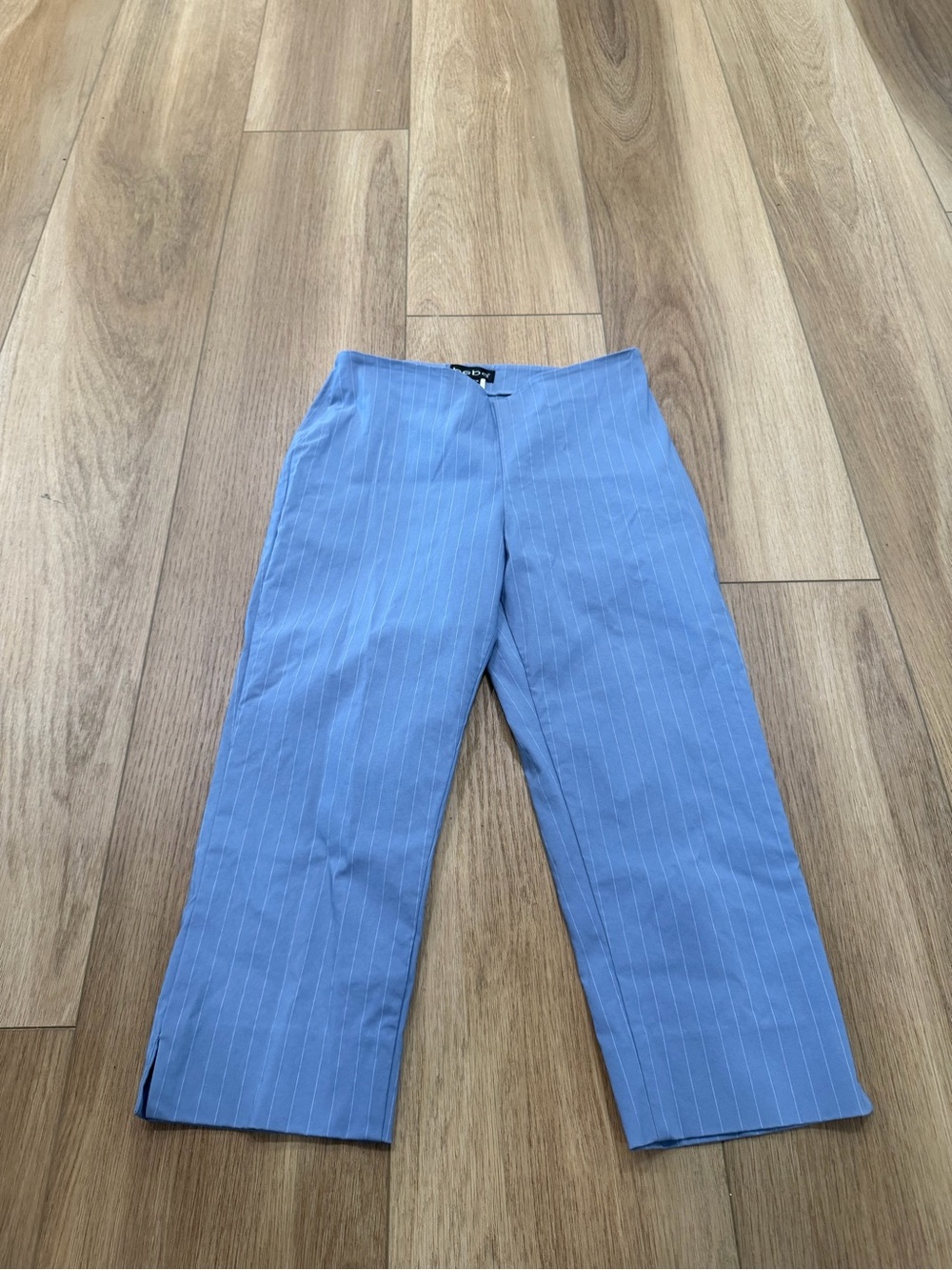 Y2K Bebe Blue Pinstripe capris made in the USA